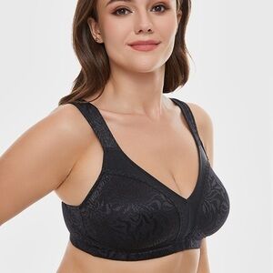 Wingslove Elegant Black Women's Full Coverage Bra 44DD